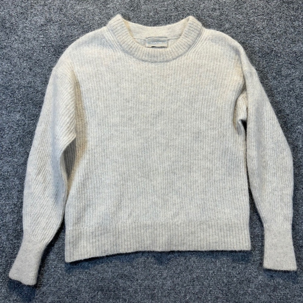 Everlane Alpaca Crew Sweater Womens L Heathered Grey Minimalist Cozy Knit